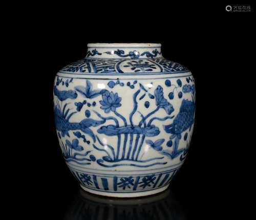 A BLUE AND WHITE PORCELAIN JAR