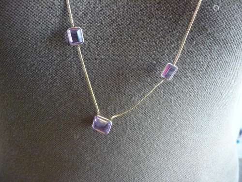14K AMETHYST LONG CHAIN NECKLACE