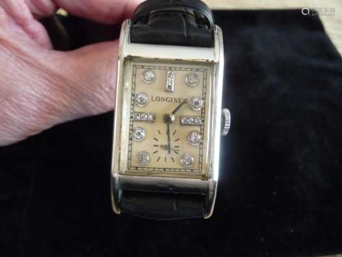 MAN''S LONGINES SOLID 14K DIAMOND WATCH FROM THE 1940'S