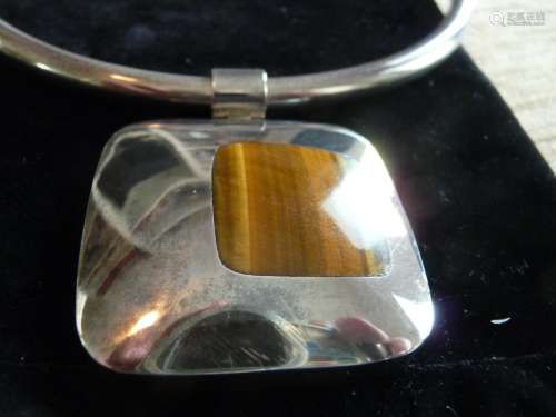 TIGERS EYE STERLING SILVER NECKLACE