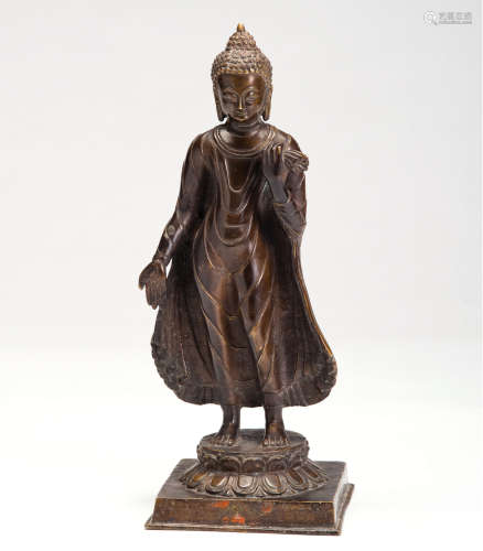 铜雕释迦弥勒佛立像