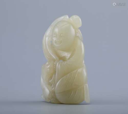 WHITE JADE CARVED HANDLE PIECE