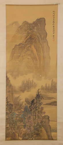 CHINESE INK AND COLOR SCROLL PAINTING