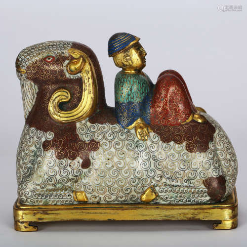 CHINESE CLOISONNE FIGURE OF RAM