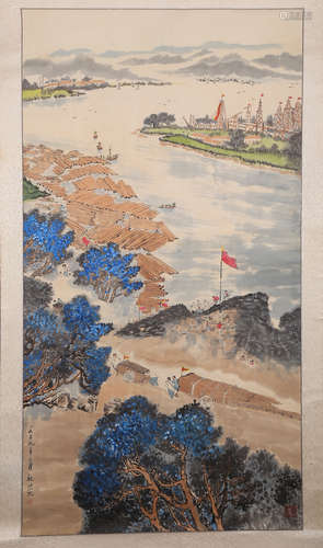 CHINESE INK AND COLOR SCROLL PAINTING