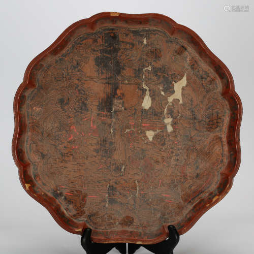 CHINESE LACQUER WOOD CHARGER