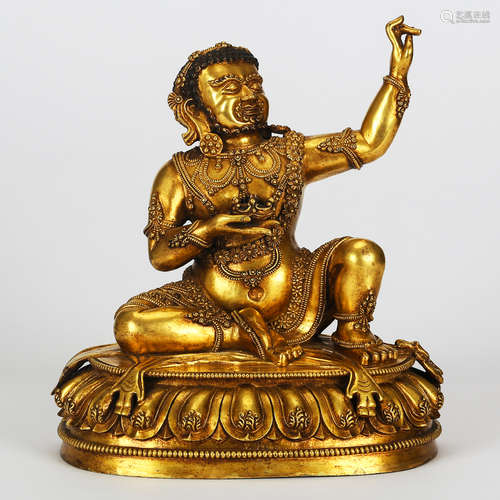 CHINESE GILT BRONZE TIBETAN BUDDHIST FIGURE