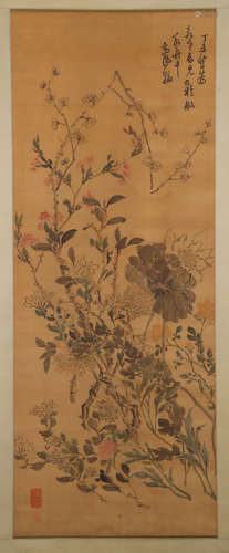 CHINESE INK AND COLOR SCROLL PAINTING