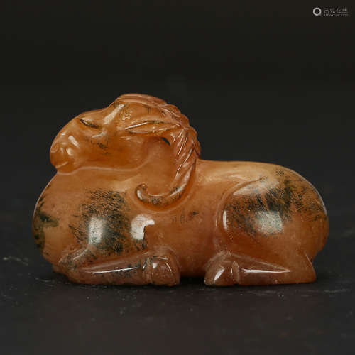 CHINESE JADE CARVED RAM