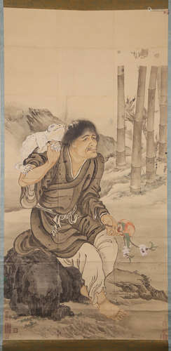 CHINESE INK AND COLOR SCROLL PAINTING