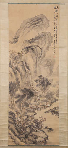 CHINESE INK AND COLOR SCROLL PAINTING