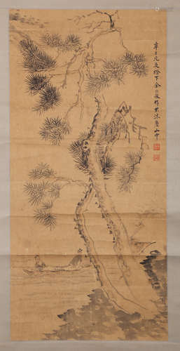 CHINESE INK AND COLOR SCROLL PAINTING