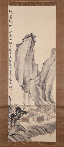 CHINESE INK AND COLOR SCROLL PAINTING