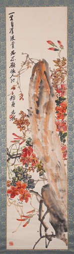 CHINESE INK AND COLOR SCROLL PAINTING