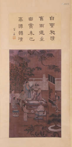 CHINESE INK AND COLOR SCROLL PAINTING