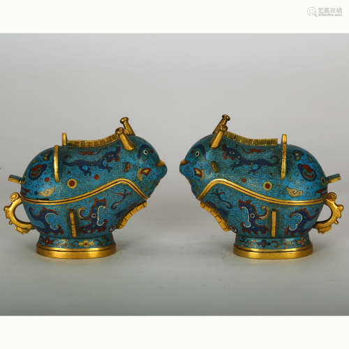 CHINESE CLOISONNE BEAST VESSELS