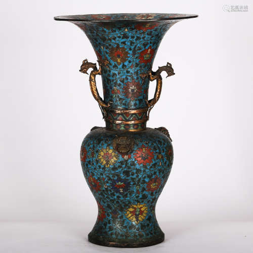 CHINESE CLOISONNE DRAGON GU VASE