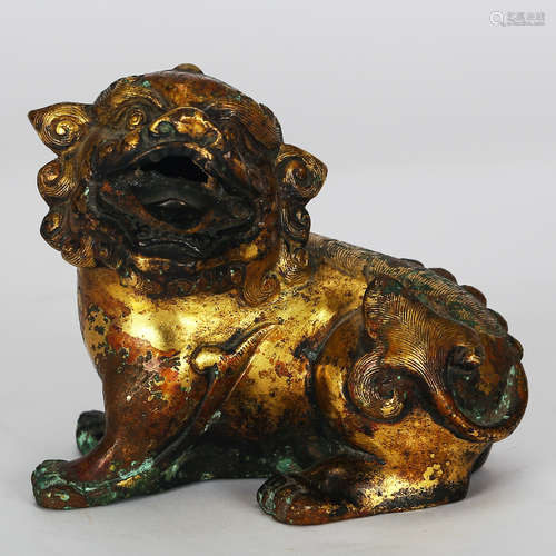 CHINESE GILT BRONZE FOOLION