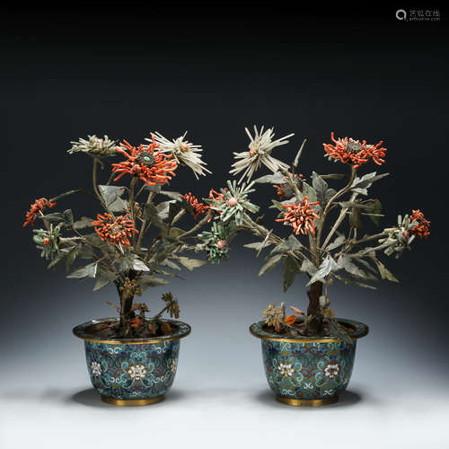 CHINESE CLOISONNE PLANTERS, PAIR