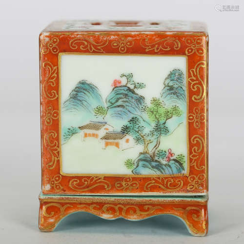 CHINESE FAMILLE ROSE PORCELAIN INK PASTE BOX