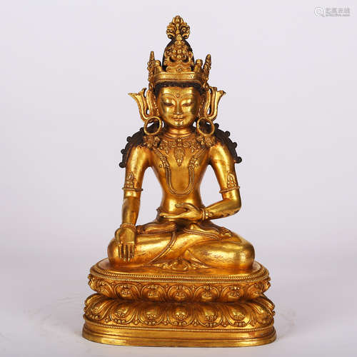 CHINESE GILT BRONZE FIGURE OF GUANYIN