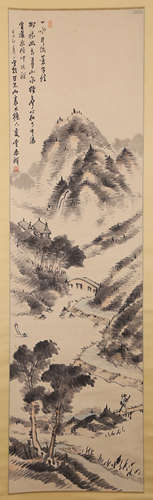 CHINESE INK AND COLOR SCROLL PAINTING