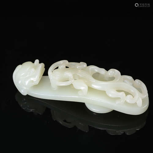 CHINESE WHITE JADE DRAGON BELT BUCKLE