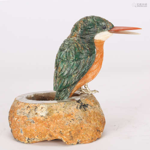 CHINESE CRYSTAL DECORATED KING FISHER BIRD