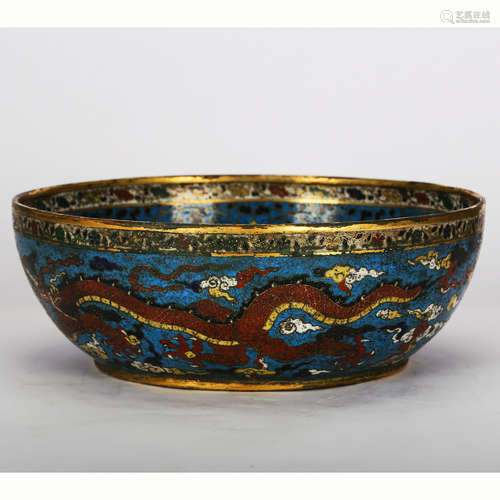 CHINESE CLOISONNE DRAGON BOWL