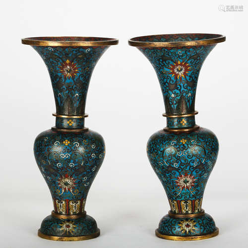 CHINESE CLOISONNE GU VASES