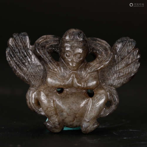 CHINESE JADE FIGURE OF GARUDA