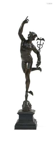 AFTER GIAMBOLOGNA, 19th Century, Mercury, the Messenger of the Gods,, Bronze, height 28