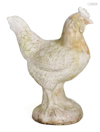 CAST IRON STANDING FIGURE OF A ROOSTER Painted white. Height 35