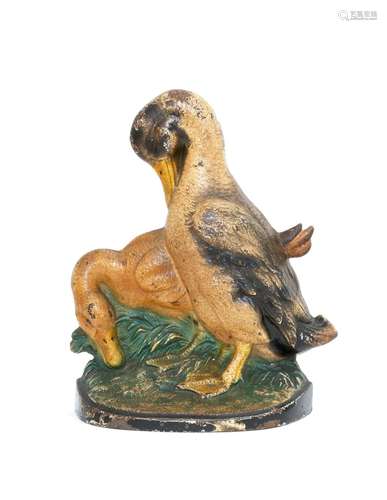 CAST IRON TWO DUCKS IN GRASS DOORSTOP Height 8.5