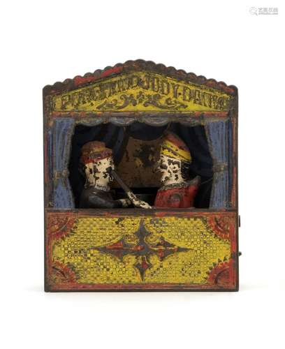 SHEPARD HARDWARE COMPANY PUNCH AND JUDY CAST IRON MECHANICAL BANK Original paint. Height 7.25