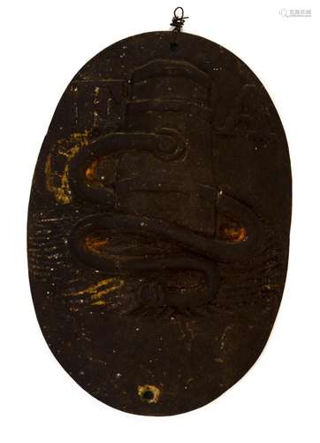 OVAL CAST IRON FIRE MARK Raised 