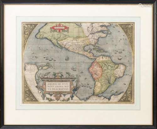 EARLY MAP OF THE WESTERN HEMISPHERE AFTER ABRAHAM ORTELIUS 