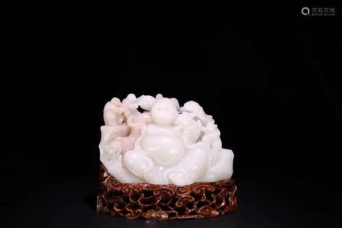 A BUDDHA DESIGN HETIAN JADE CARVING ORNAMENT