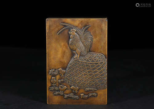 20TH CENTURY, A CHICKEN DESIGN CARVING SONGHUA INKSTONE, THE REPUBLIC OF CHINA