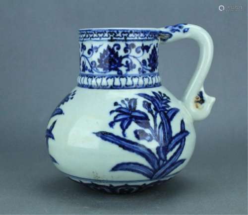 Ming Blue&White Flower Pot with Handle YongLe Mark