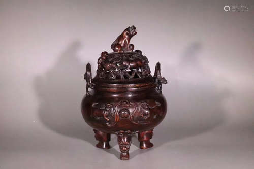 17-19TH CENTURY, A CHI DRAGON PATTERN EAGLEWOOD CENSER, QING DYNASTY