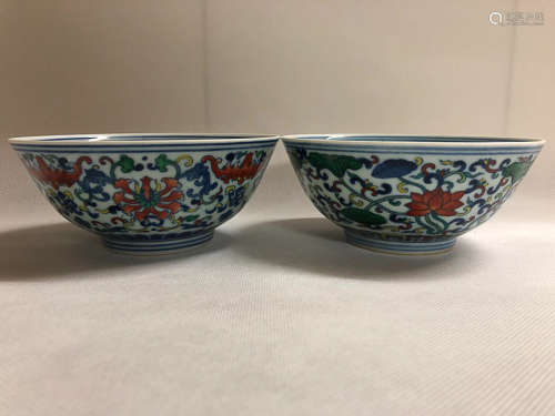 A PAIR OF BUCKET COLOR BOWLS, QING DYNASTY