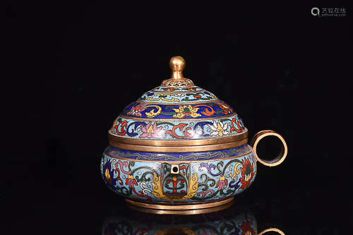 A BRONZE GILT ENAMEL POT-SHAPED INCENSE CENSER, QING DYNASTY