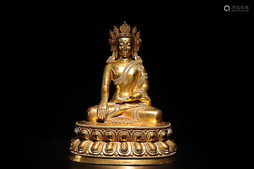 A QING QIANLONG TIBETAN BRONZE GILD 