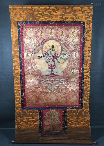 17-19TH CENTURY, A TIBETAN BUDDHA DESIGN TANGKA, QING DYNASTY