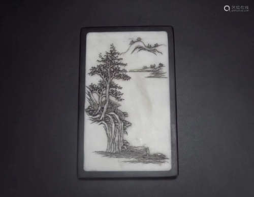 A QING DYNASTY FIRST-CLASS SHE INKSTONE BOX