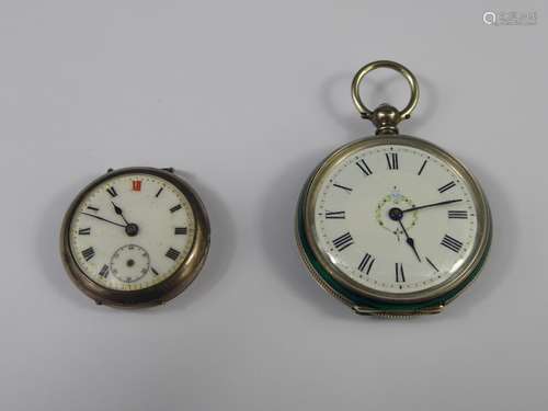 An Antique Lady's Silver and Enamel Open-face Pocket Watch