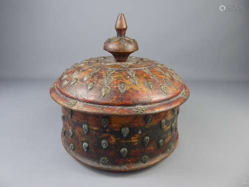 A Tibetal Round Wooden Storage Container