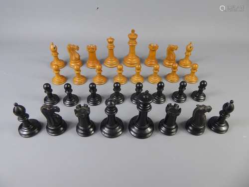 Late 19th Century Staunton Box Wood and Ebony Weighted Chess Set