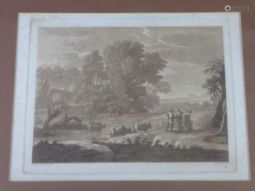 After Claude Lorrain (1605-1682) Sepia Prints, based on original etchings, depicting scenes of the Italian countryside